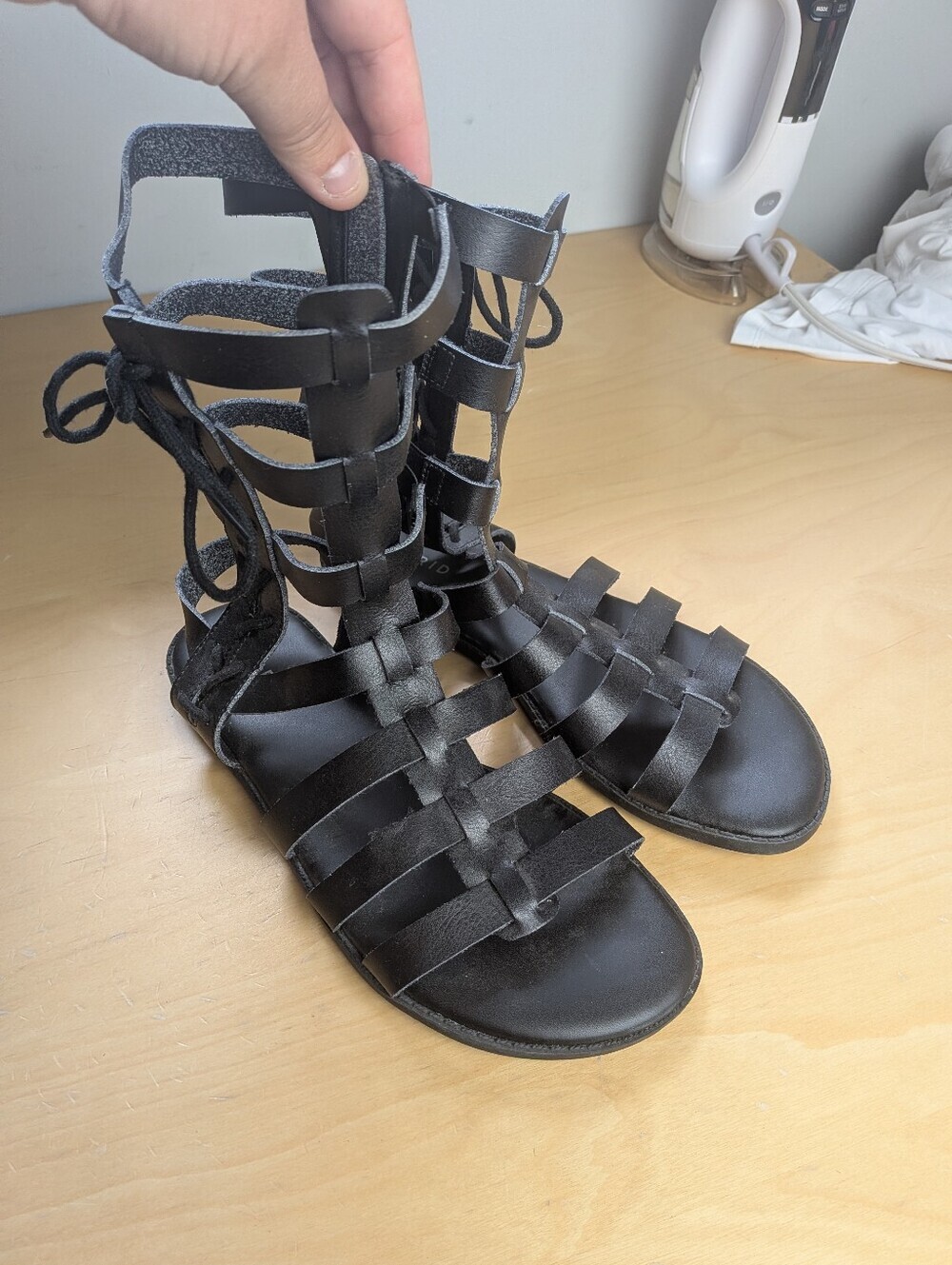 TORRID Gladiator Women Sandals Black Size 8WW Side Zipper Flat